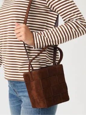 NWT Loeffler Randall Suede Laith Woven Crossbody Bag